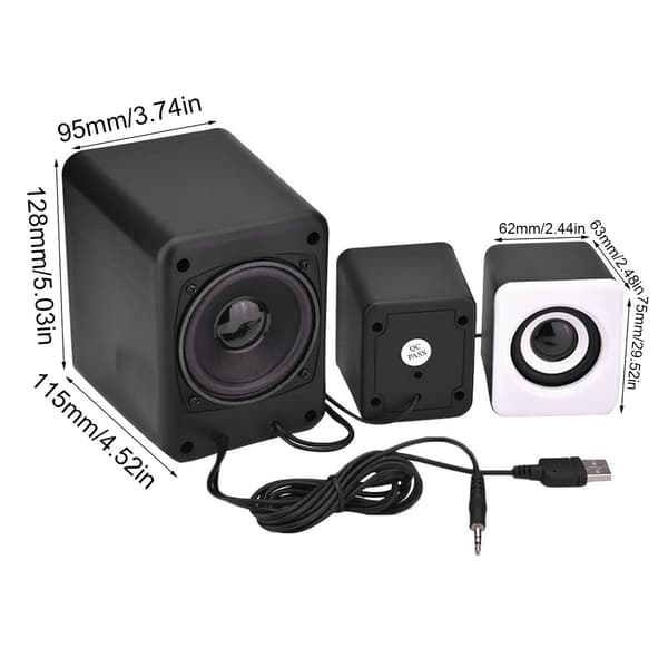 Mini USB 2.1 højttaler subwoofer til telefon bærbar computer (hvid)