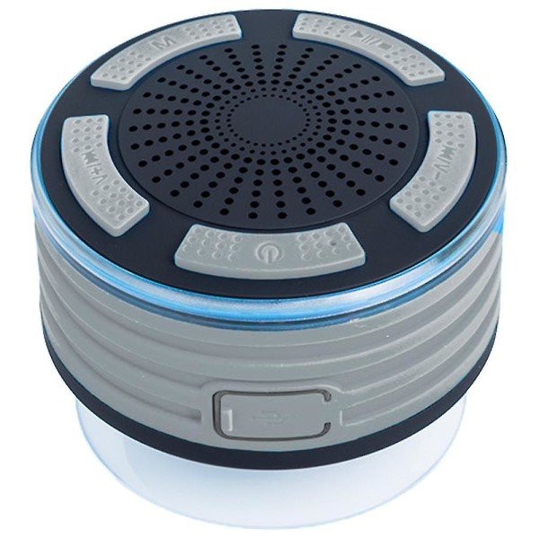 Bluetooth bærbar vandtæt bruseradio Hb-belysning Stødsikker, støvtæt trådløs bruseradio med sugekop, perfekt til pool, brusebad, boa