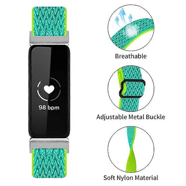 【BQ】Compatible Wave Pattern Woven Nylon Strap for Fitbit Inspire 3 - Replacement Band LightGreen