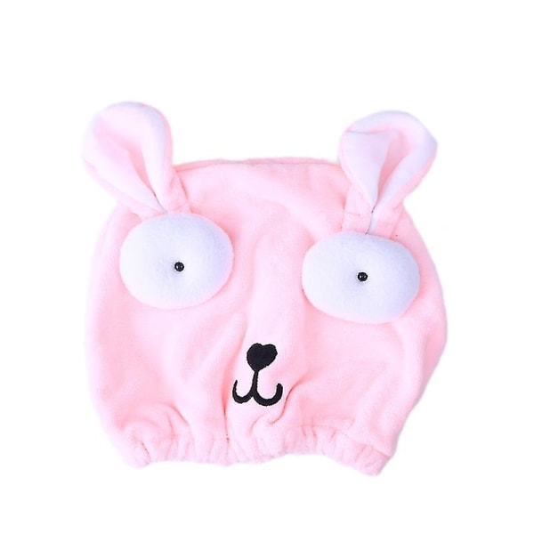Härlig tecknad hatt för torrt hår Broderi duschmössor Elastiska badhår Snabbtorkande hårhandduk för barn (rosa)