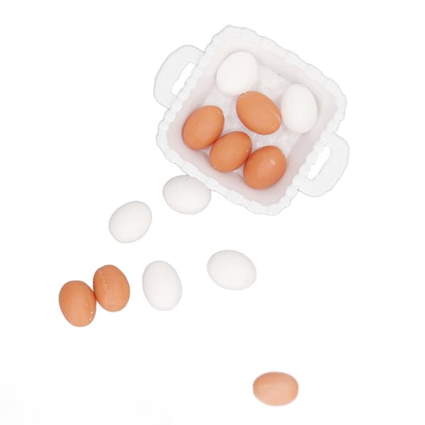 1 12 Skala Dukkehus Æg Model i Plast med Kurv til Børn