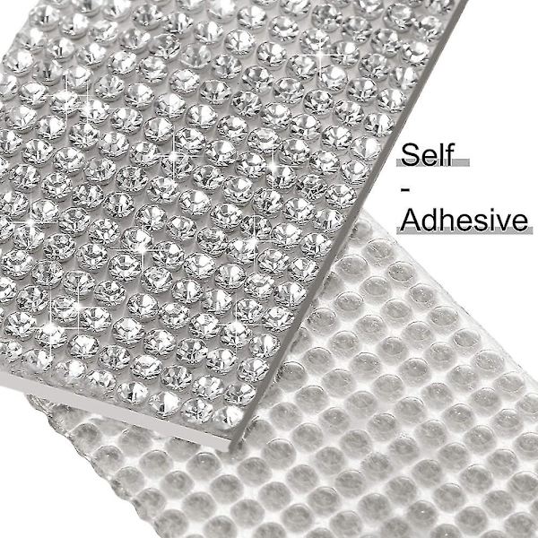 Självhäftande Rhinestone Strips Diamond Bling Crystal Ribbon, silver