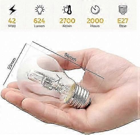 【BQ】Dimmable E27 Halogen Bulb 42W, Warm White 2700K, Edison Screw Base, 624LM, Energy Efficient, 220-240V, 5-pack