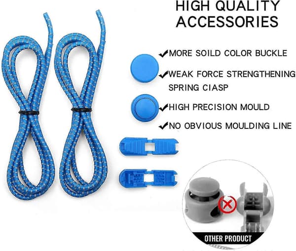 Blå, 10 stk. elastiske snørebånd - voksne og børn uden binding (110 cm)