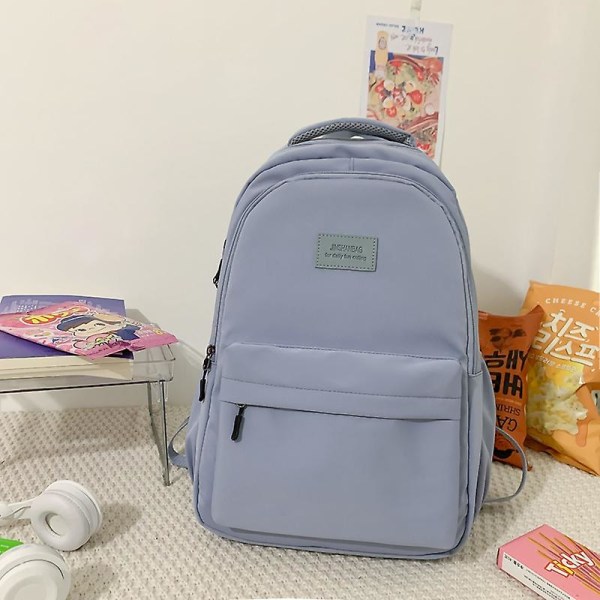 Högkvalitativ vattentät nylon ryggsäck för kvinnor för tonårsflicka skolväska i koreansk stil college studentväska Laptop ryggsäck blå utan anka Blue Without Duck