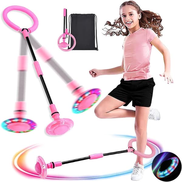 【BQ】Hoppebold med LED-lys til børn - Blinkende hoppe-ring, roterende gyro, foldbar