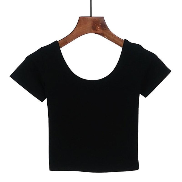 U-hals Sexet Crop Top Dame Kortærmet T-shirt T-shirt Basic Stretch T-shirts Kvinder Harajuku Slank Kvinder Top Til Kvinder Tøj A XL