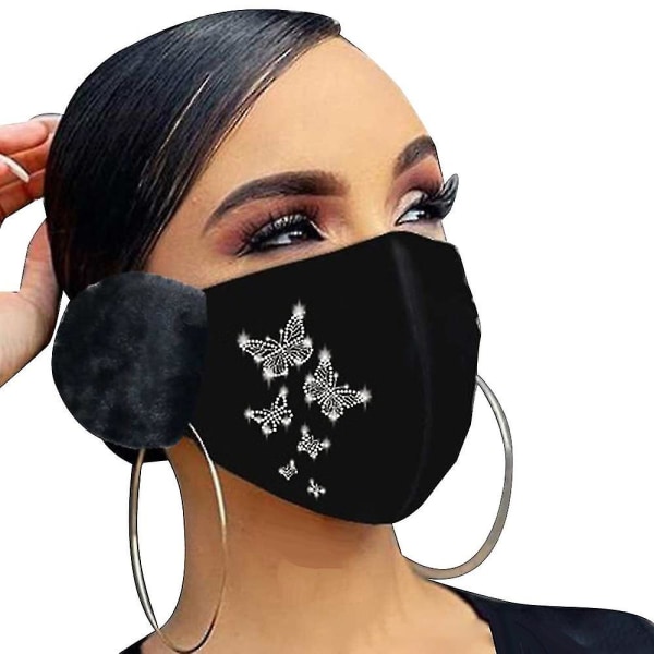 Rhinestone Mask Krystal Genanvendelig Mask Warm Black Mask Glitter Warm Protector