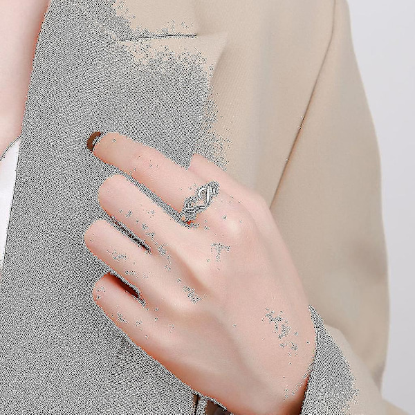 Punk legering två händer än hjärta Ring Gothic Love Heart Gest Hands Ring Silver 6