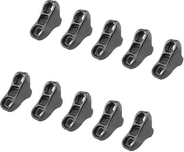 10 stk svarte plaststrammere, 3 cm lange, for campingtelt