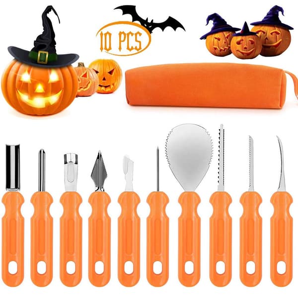 10-dele Halloween græskar udskæringssæt, græskar udskæringsværktøjer