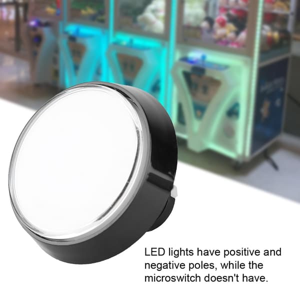 Stor rund LED-belyst trykknap - 60 mm diameter - til arkade-spil
