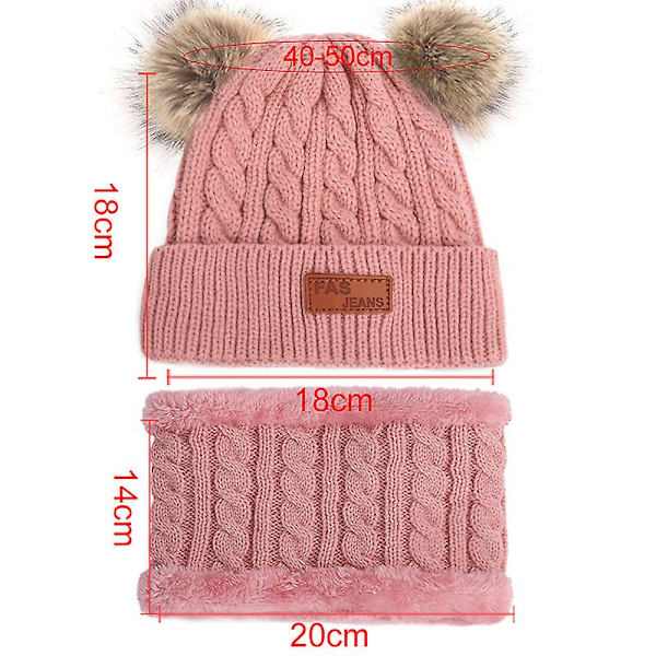 Småbørn Uldtørklæde Vinter Twisted Cashmere strikket tørklæde Pink Beige