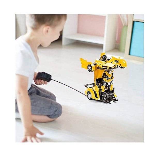 Robotbil, der transformerer legetøj med fjernbetjening Yellow