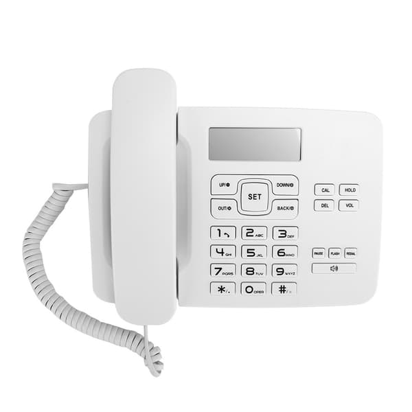 Dobbelt system hjemmekontortelefon med LCD-kalenderdisplay - Hvit