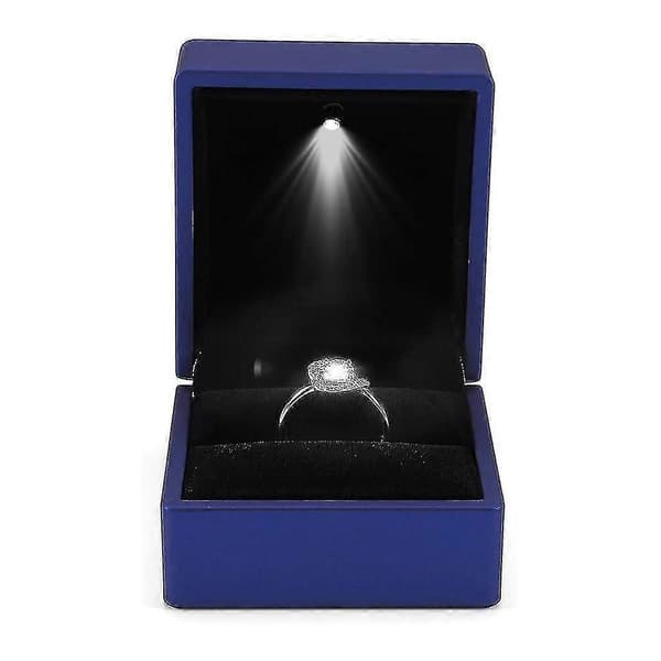LED-belyst ringæske, øreringe og gaveæske til bryllup Blue