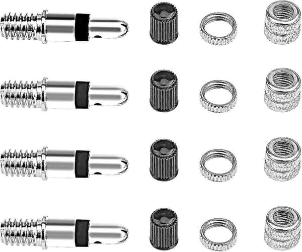 16-delad cykelventil Dunlop komplett set, adapter cykelventil + muttrar + ventil