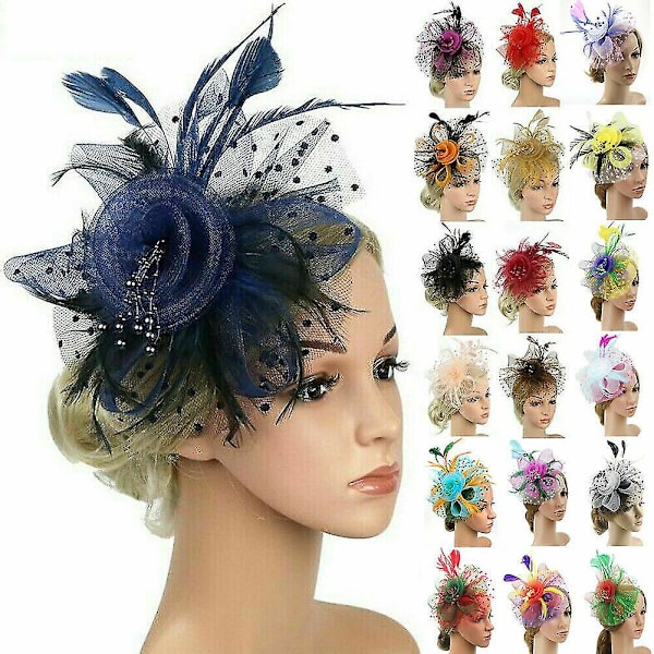 Feather Hair Fascinator Alice Pandebånd Clip Dame Bryllup brown