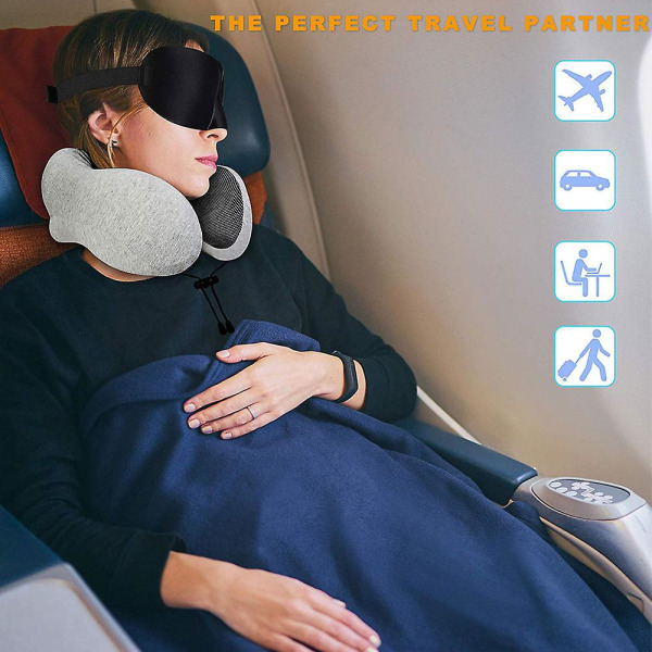 U Shaped Memory Foam Neck Pillows Soft Travel Pillow Massage Neck Pillow Sleeping Airplane Pillow Cervical Healthcare Bedding Sky blue suit