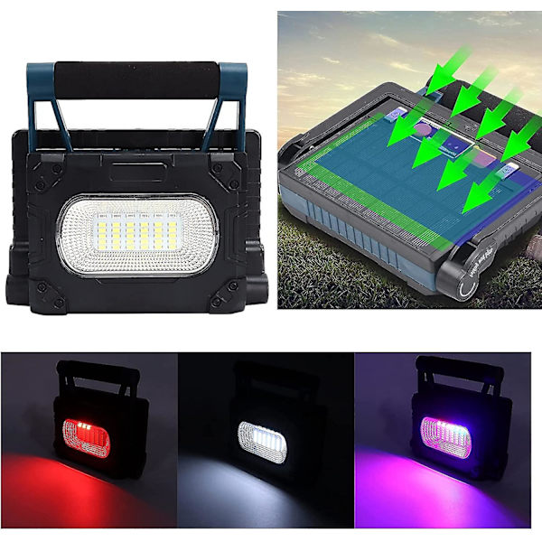 Solar Mobile Portable Light 30w 36led USB Uppladdningsbar Camping Flood Light