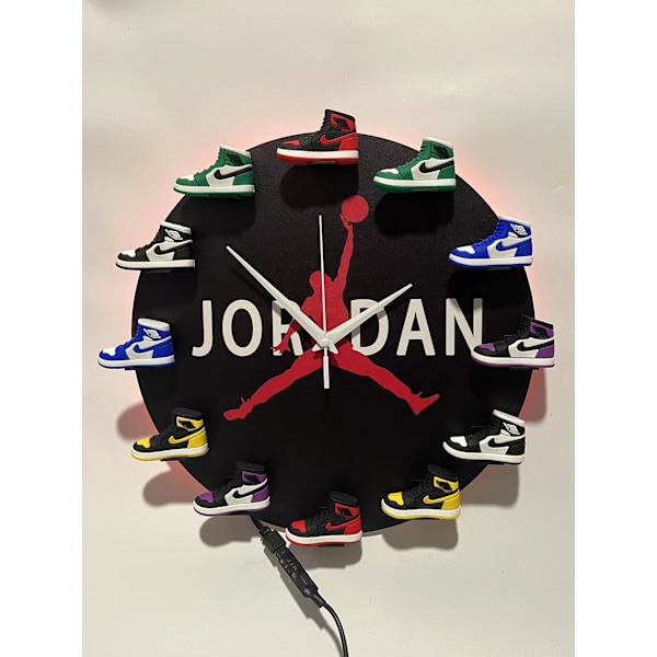 Digital LED skrivebordsklokke Veggklokke 3D Skomodell Rom/kontordekorasjon,JORDAN