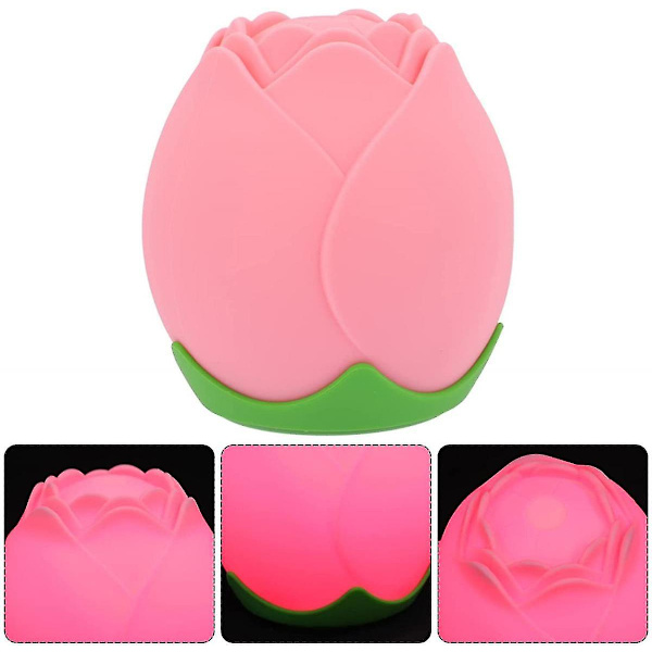 Shxx Sleep Silic Lamp: Flower Led Sängbord Barnsäng Röd B091-808 Pink