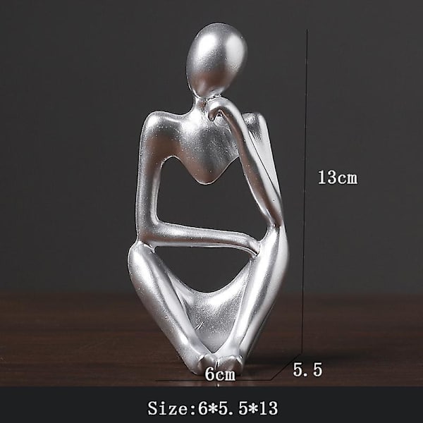 Sindax Thinker Skulpturer Figurer Abstrakt figur Skulptur Figur Resin Håndlavet statue Hjem dekoration Desktop Ornamenter silver       B