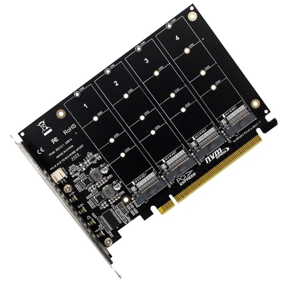 Ph44 Nvme 4-disk Array Card Pci-e Raid Card Signaldelande expansionskort Nvme Raid Pcie 4.0 3.0 Black