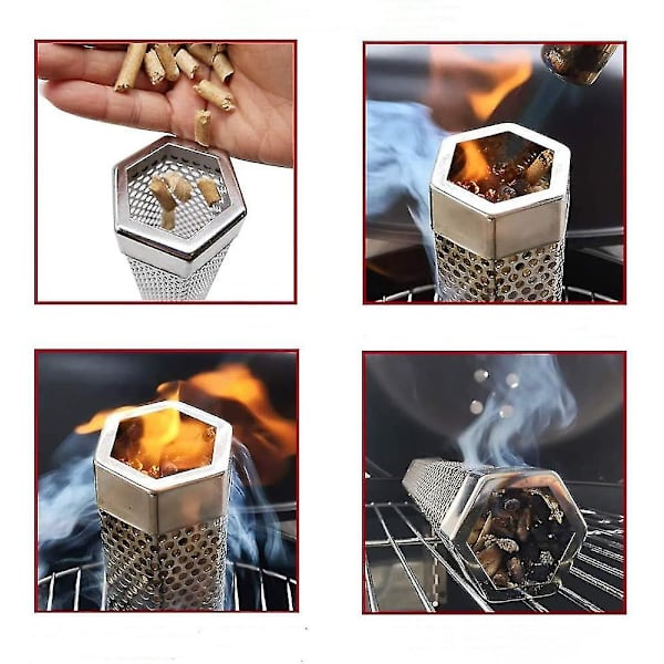 Hexagon Net Pipe Rustfritt stål Pellet Smoker Tube Grill tilbehør