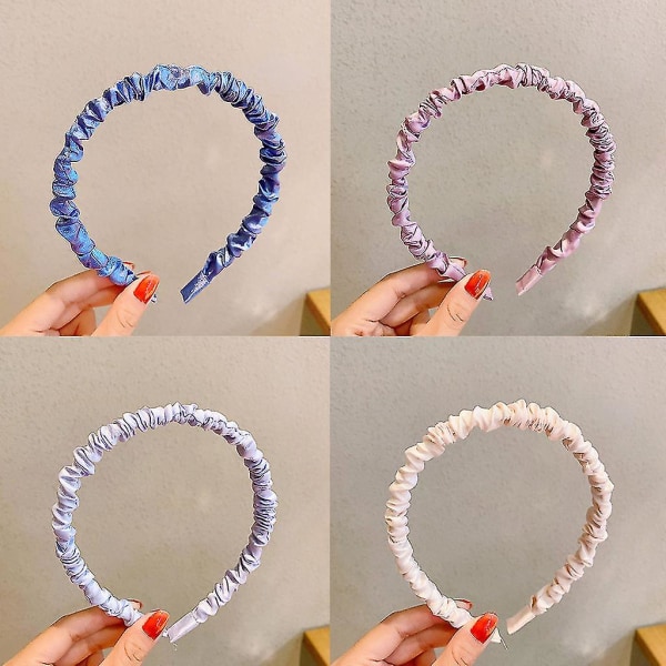 Kreativa hårband Temperament Vik Satinveckat pannband Elastiskt huvudbonad Lila Purple