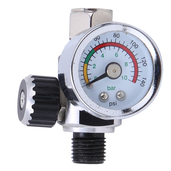 Lufttryksregulator 0-10bar/0-140psi Aluminiumlegeringsventil 1/4inBSPP Indløbsudløbsstik Sølv