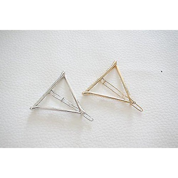 Minimalistisk geometrisk triangel hårklämma, läcker ihålig metall hårnålsklämmor Tillbehör Spännband Bobby Pin (guld och silver)