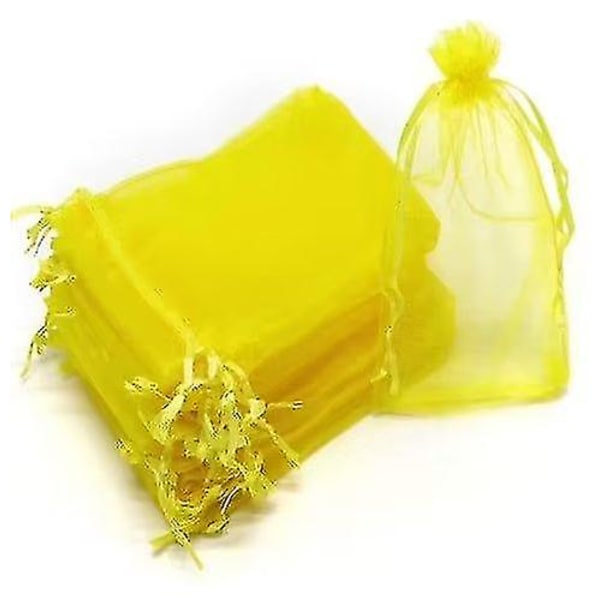 100 st Bunch Protection Bag 17x23cm Grape Fruit Organza Bag med Dragsko ger totalt skydd 17*23CM Yellow