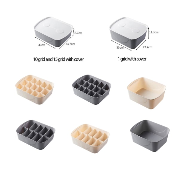 Skuffe Undertøy Fliser Oppbevaringsorganer Plassbesparende oppbevaringsboks For BH Sokker Slips Og Belter Beige 15 Grids
