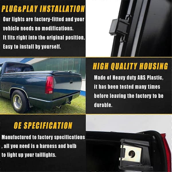 【BQ】Bakljusersättning för Chevy GMC Silverado Sierra C/K 1500 2500 Red
