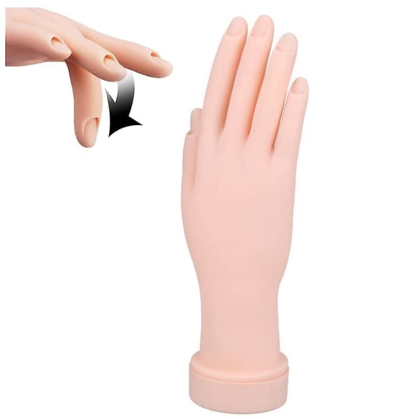 Öva hand för akrylnaglar, övning med falska hand för naglar, flexibel rörlig övningsverktyg för falsk handmanikyr, övning i nail art