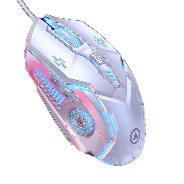 Optisk spelande färgglad mus ansluten med 6 knappar 7 färger Dpi 1200 till 3200 White