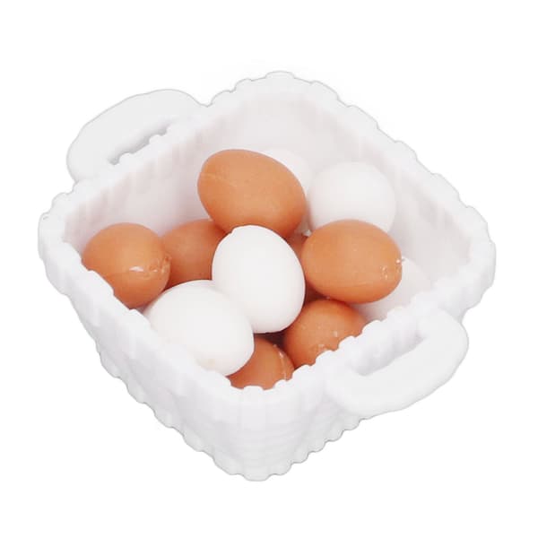 1 12 Skala Dukkehus Plast Egg Modell med Kurv for Barn