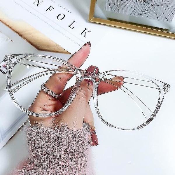 Färgskiftande Blåljusglasögon Pc Retro Glasögon Mode Helbildsglasögon För Kvinnor Män Anti Transparent Frame