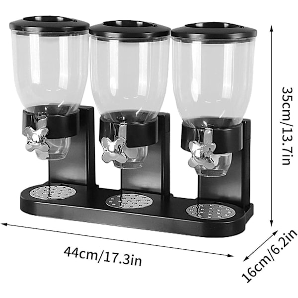 2L korndispenser, plastik tørfoder korndispenserbeholder 3 rum