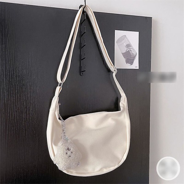 Axelväskor Dam Solid Harajuku All-match Enkel Multifunktion Ulzzang Handväskor Stor kapacitet Hobos Cross-body-väska Tonåringar Ins creamy-white-no pend