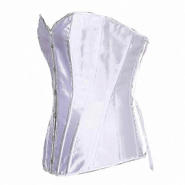 Satin taljebånd bustier top til kvinder, sexet lingerisæt i sort WHITE M