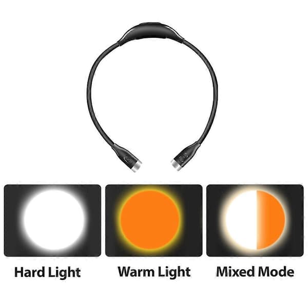 【BQ】Sort/lys rød LED USB-opladelig halslampe Halslæselampe black