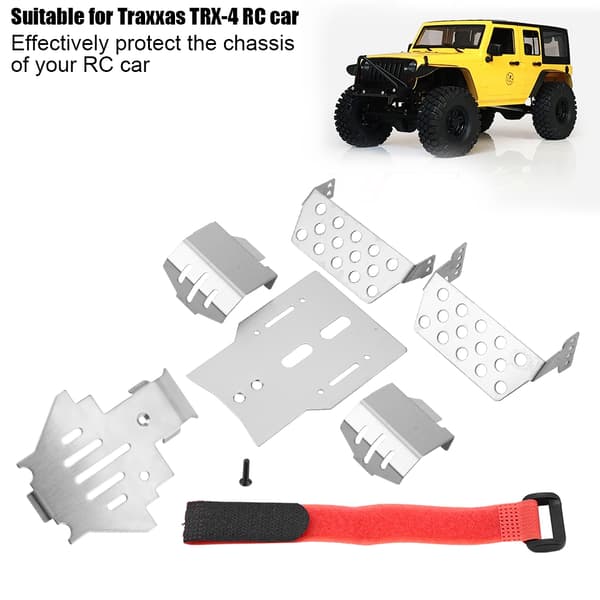 6 stk. rustfri stål glideplade rustning til Traxxas TRX-4 RC bil