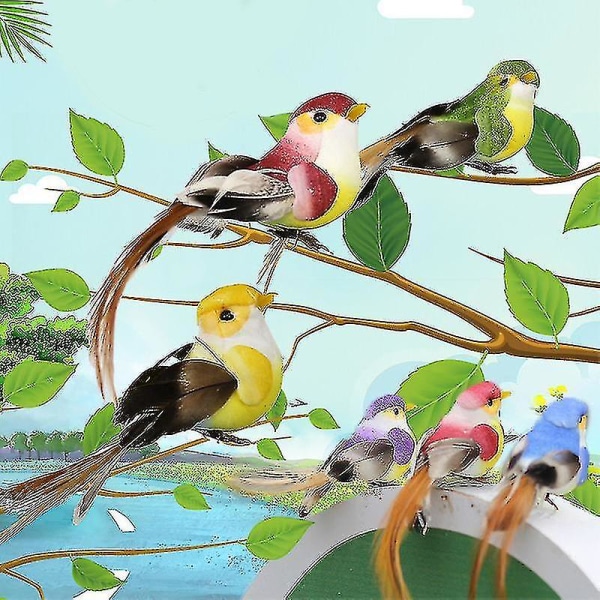 Mini konstgjorda fåglar Simulering Foam Birds Flerfärgad hantverk julgran (1 set)