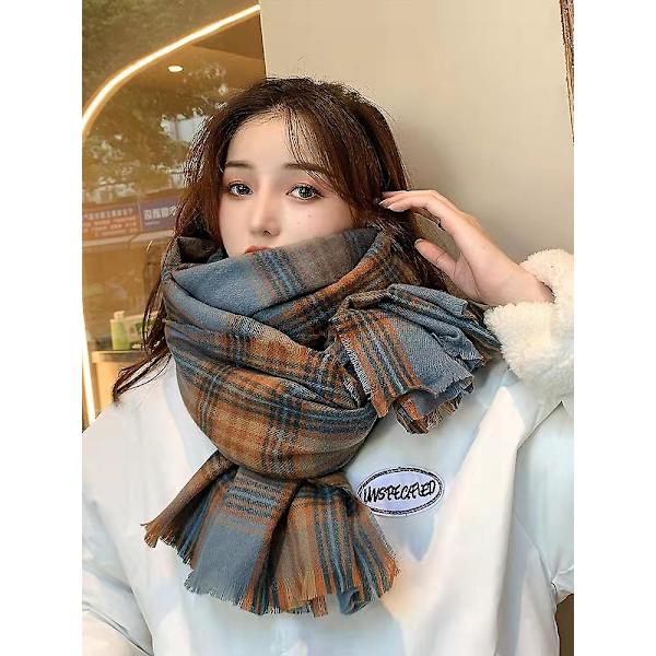 Rutig Rutig Varm Dam Filt Scarf Mysig Rutig Vinter Halsduk Wrap Sjalplädad