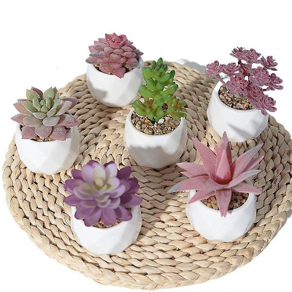 Ny Mini Simulering Suckulent Potted Bonsai Desktop Office Creative Ornaments Cactus small cauliflower flocking pot
