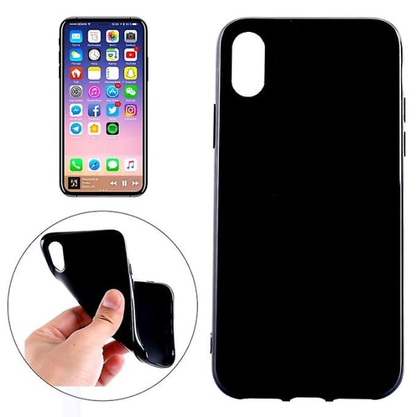 Til Iphone X ensfarvet glat overflade blød Tpu beskyttende bagcover (sort)