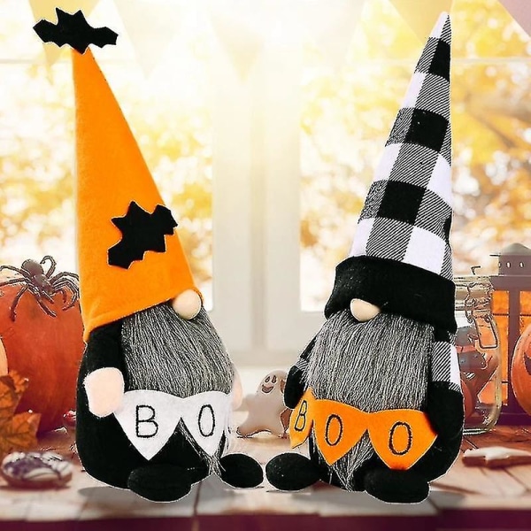 2stk Halloween Gnome Flaggermus Tomte Nisse Elf Dwarf Hylle Tiered Skuff Dekor