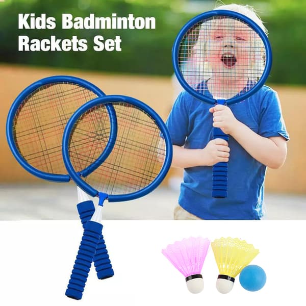 Bärbart Badmintonracketset med 2 badmintonbollar och bärväska för barn